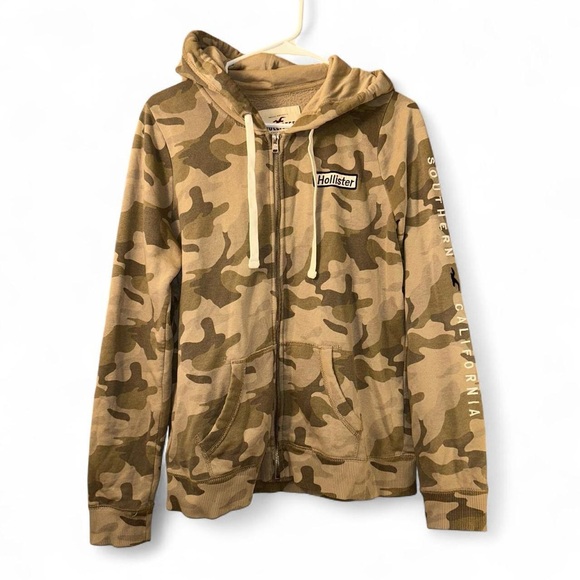 Y2K hollister camo zip up hoodie womens size L - Picture 1 of 7